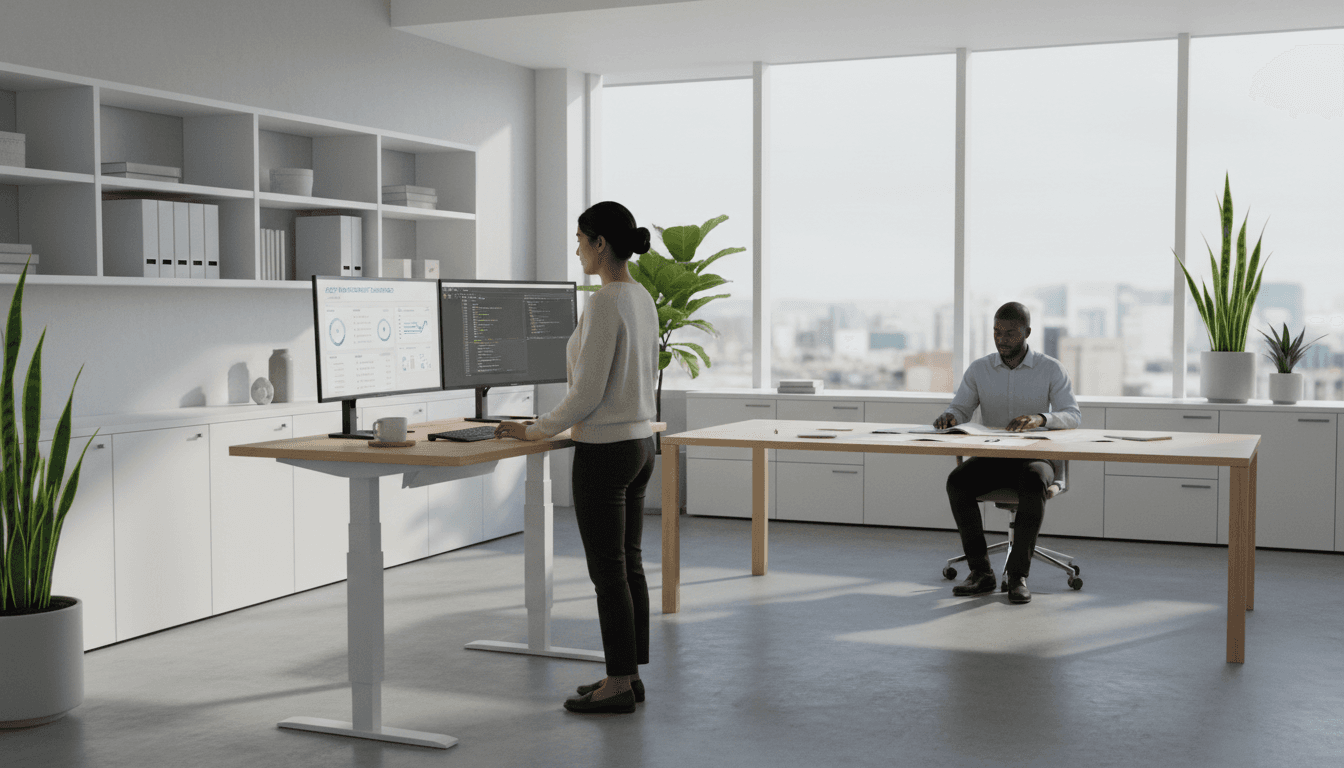 Professional administrative workspace with computer and organized desk setup